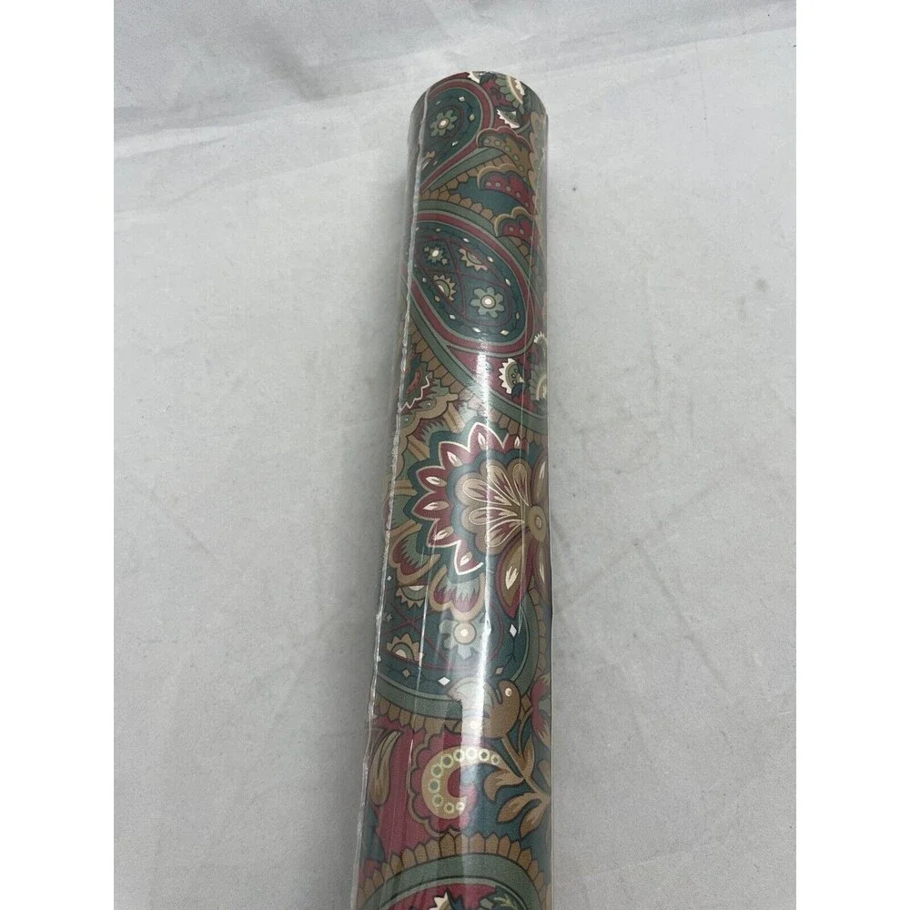 Seabrook Designs Vinyl Covering Wallpaper AG923 Green Burgundy Paisley Floral